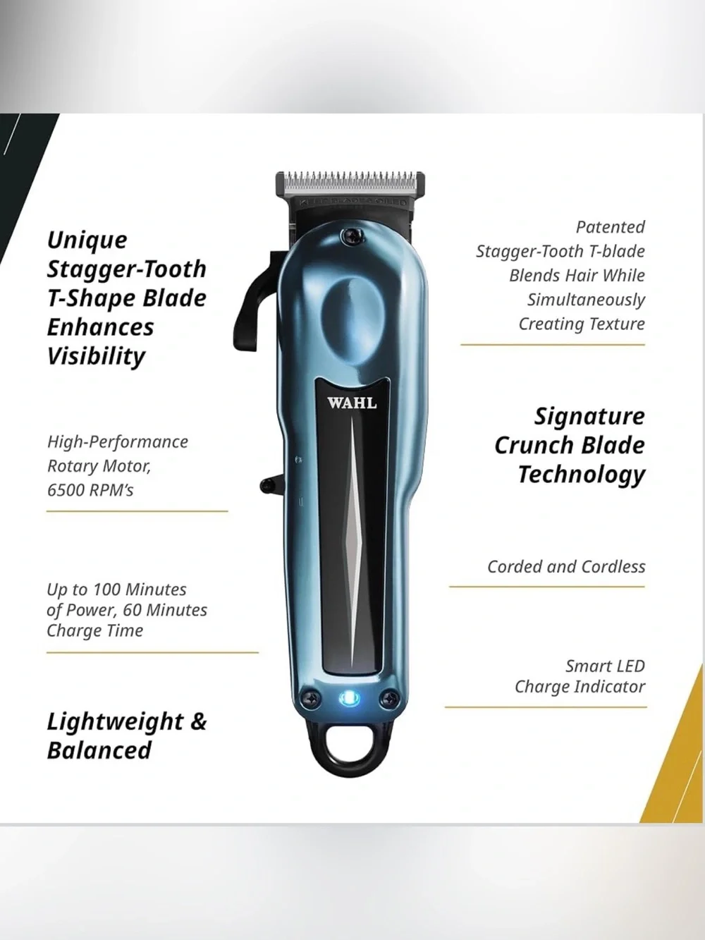 Brand New! Pro Level Wahl Super Taper X Cordless Clipper in Metallic Blue